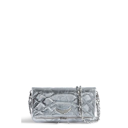 Zadig & Voltaire Rock Quilted Metallic Clutch, Sølv