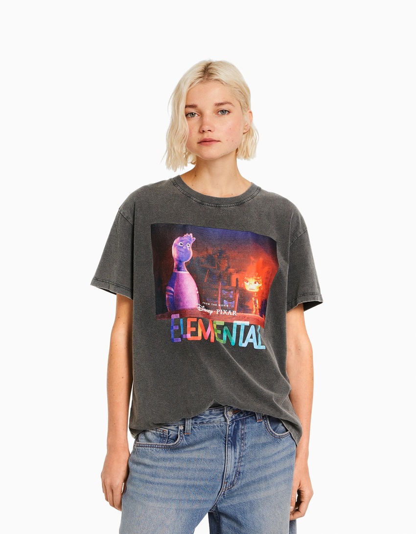 Camiseta oversized de manga curta com estampa Elemental
