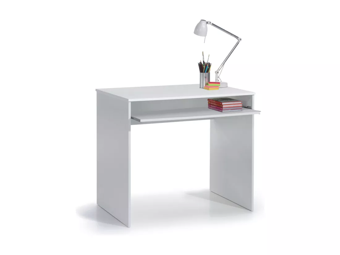 Dcapezz Desk, Bureau avec étagère, Table d'étude pour PC pour bureau ou chambre, Table d'étude, 90x54h79 cm, Blanc