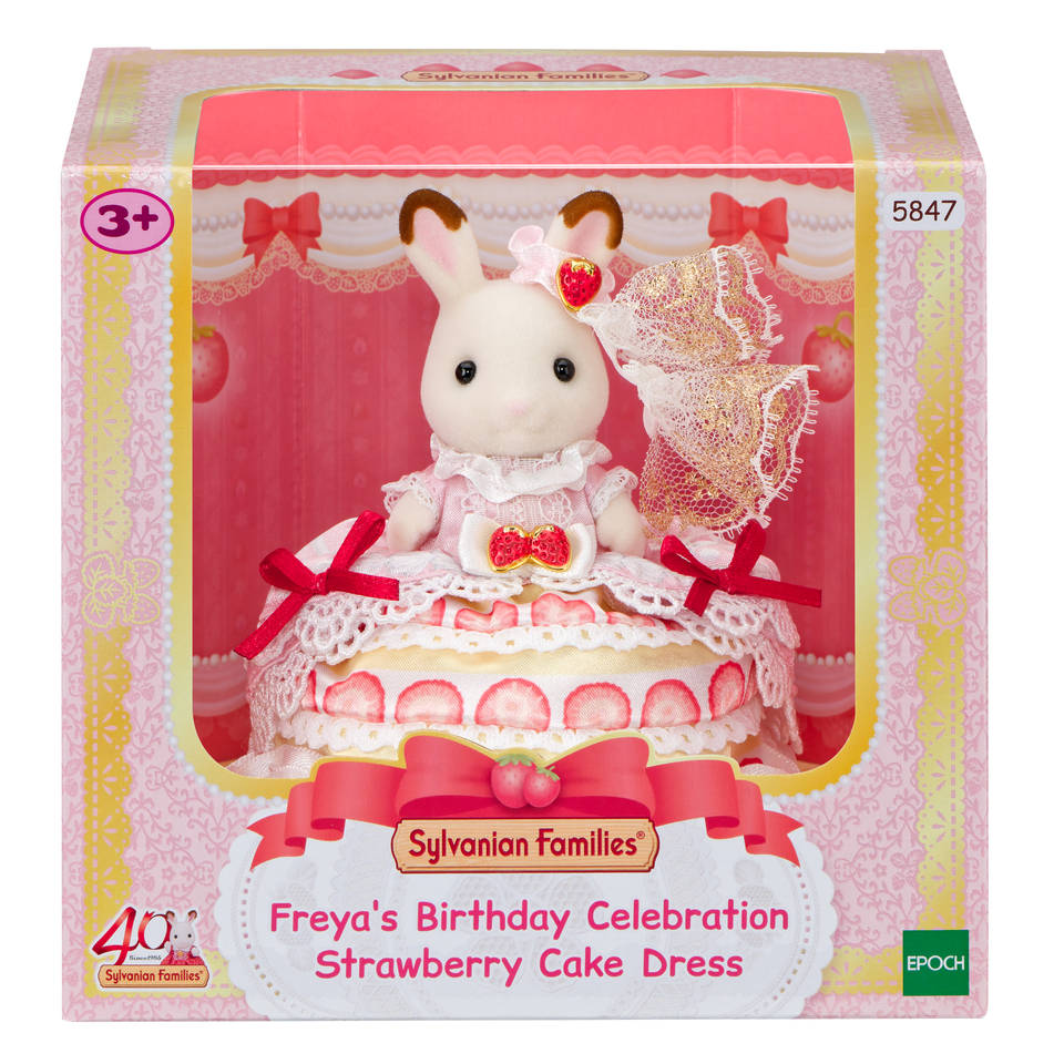 Sylvanian Families Freya's verjaardag set aardbeien cake jurk 5847