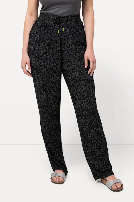 Schlupfhose Rose, weites Bein, Elastikbund, Krepp