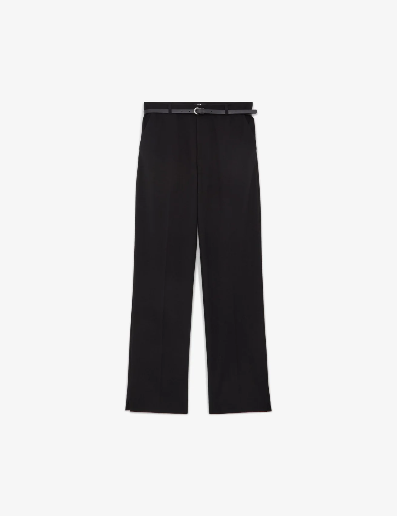 Pantalon droit avec ceinture à la taille noir