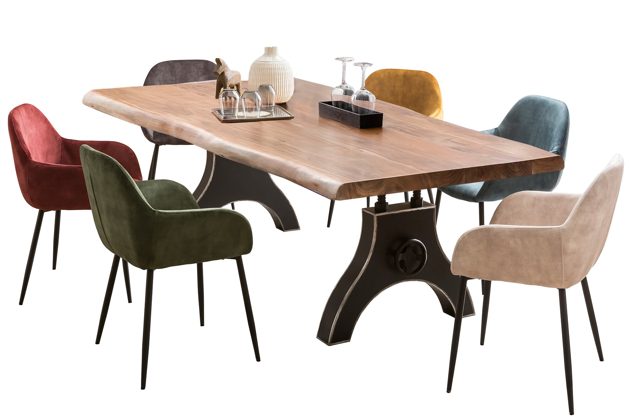 Tisch 240x100 Akazie Metall Holztisch Esstisch Speisetisch Küchentisch Esszimmer
