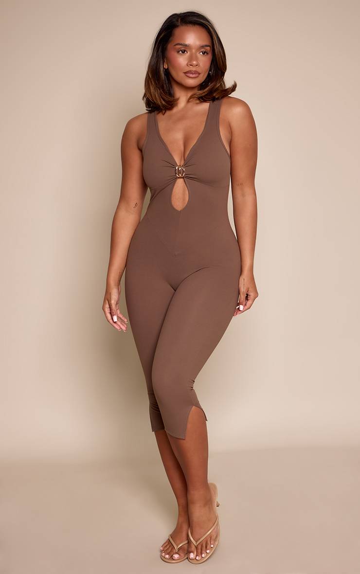 Moka Combinaison-pantalon Capri Sculptante À Encolure Plongeante Avec Détails De Finition