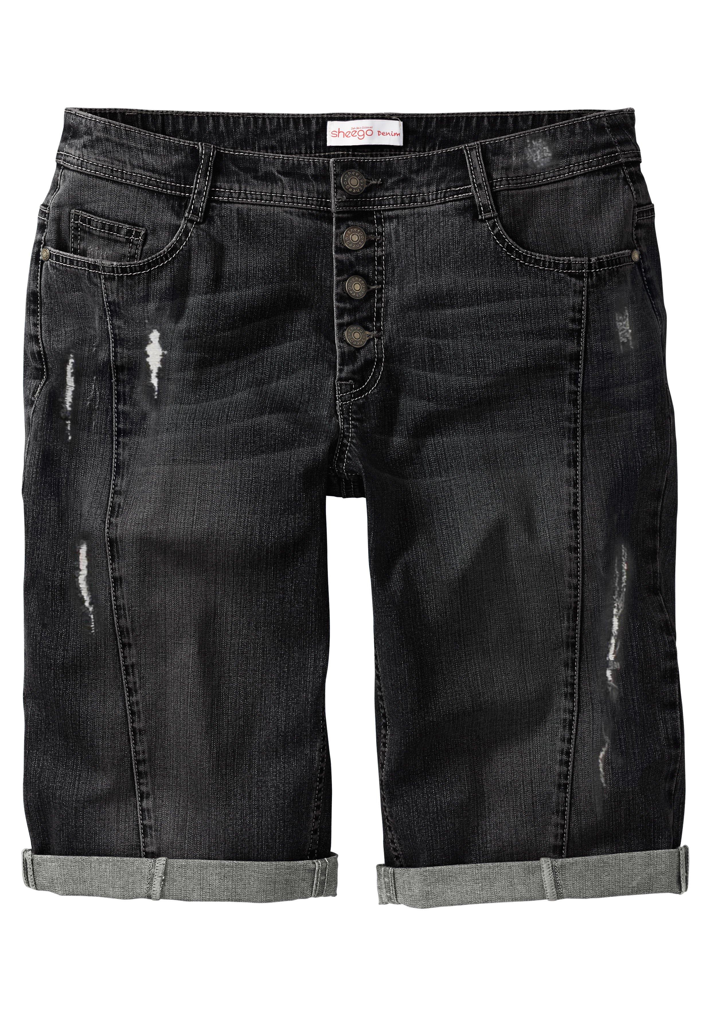 Jeansbermudas im Used-Look