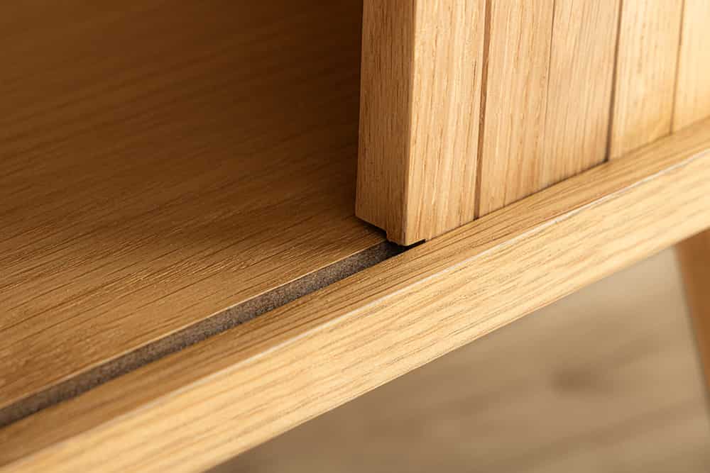Retro Highboard VALHALLA WOOD 120cm natur Eichenholz Schiebetüren