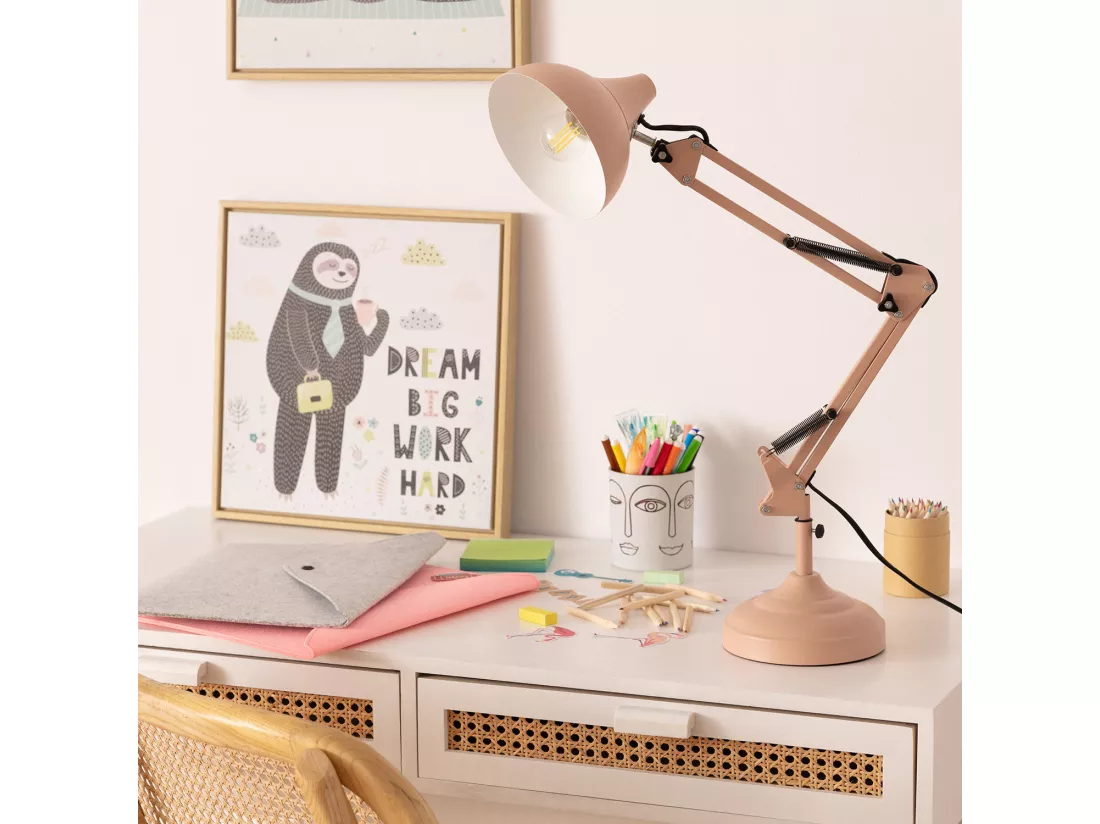 Lampe de Bureau Flex Métal Ceres Rose