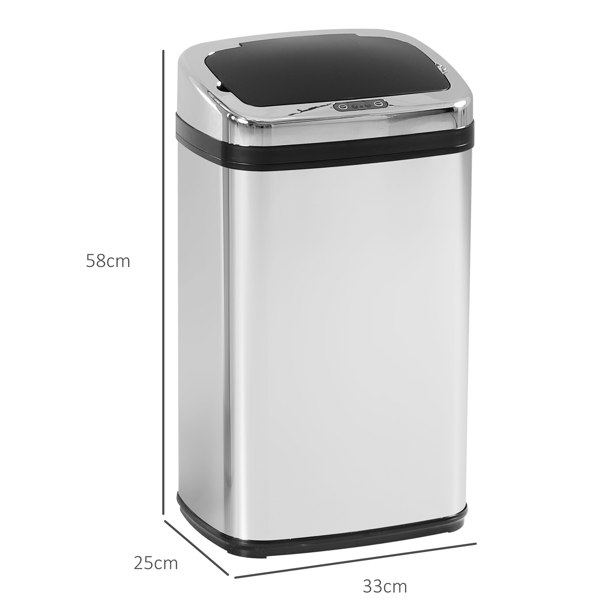 HOMCOM Automatik Mülleimer mit IR Sensor silber 33 x 25 x 58 cm (LxBxH)