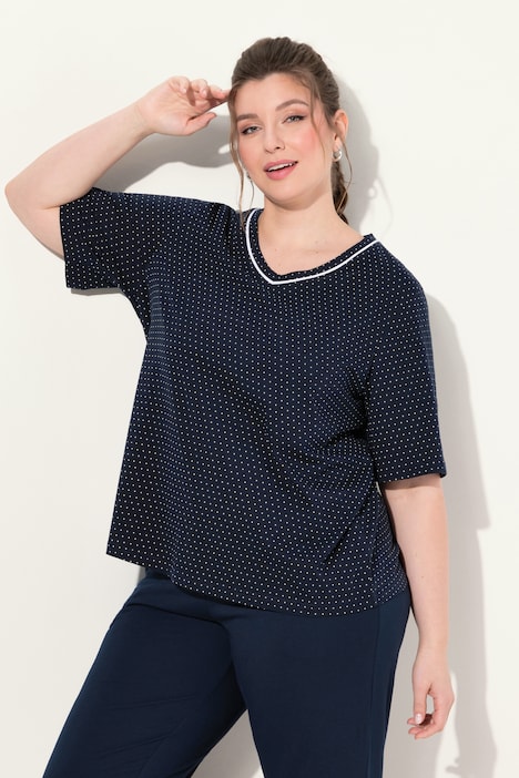 Pyjama-Shirts, 2er-Pack, Punkte/uni, Halbarm