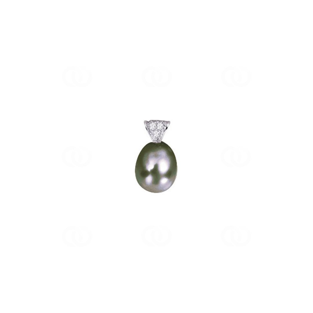 Anhänger 750/18 K Weissgold mit Tahiti-Kulturperle Tropfen und Diamanten 0.03ct.