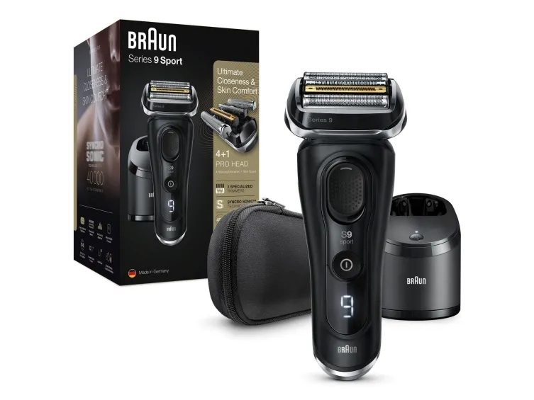Braun Series 9 9352cc Sport, Folie shaver, Sort, Grå, Active Quattro Head, Knapper, Batteri, Lithium-Ion (Li-Ion)