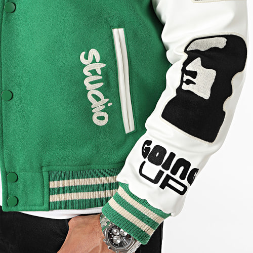 Veste Teddy Vert Blanc