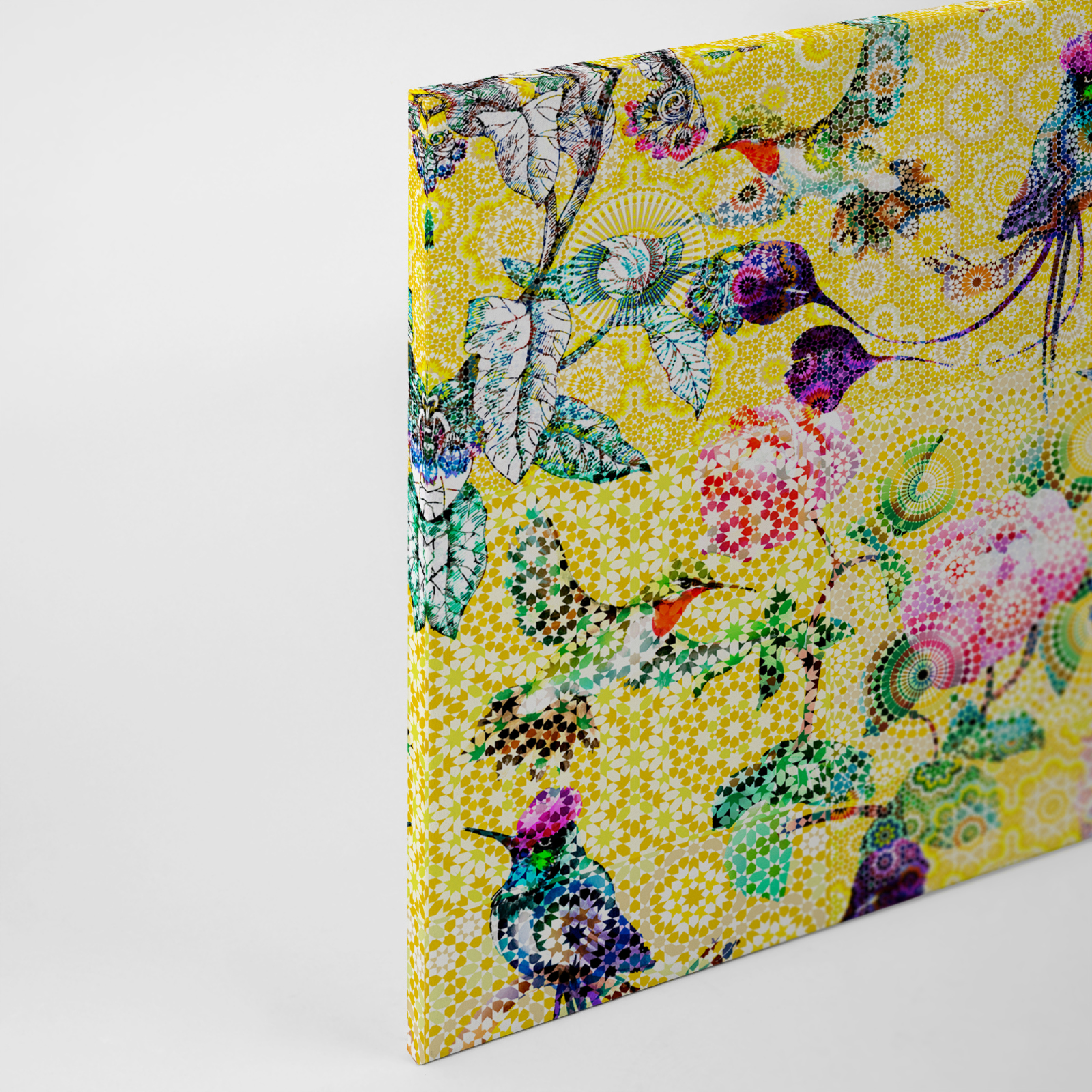 Leinwandbild VÖGEL - gelb - 90x60 cm