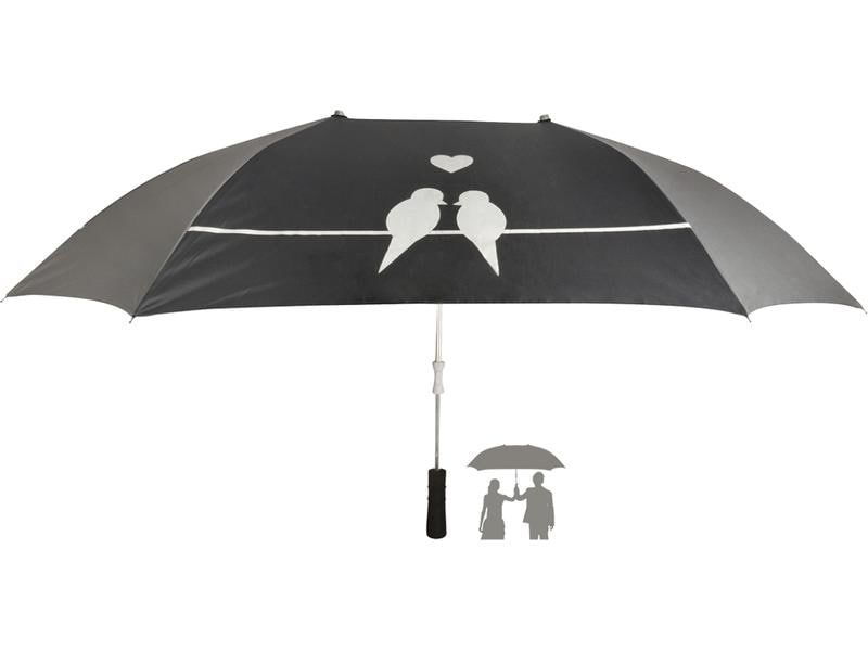 Esschert Design Partner-Regenschirm XL Grau/Schwarz Schirm für 2 Personen