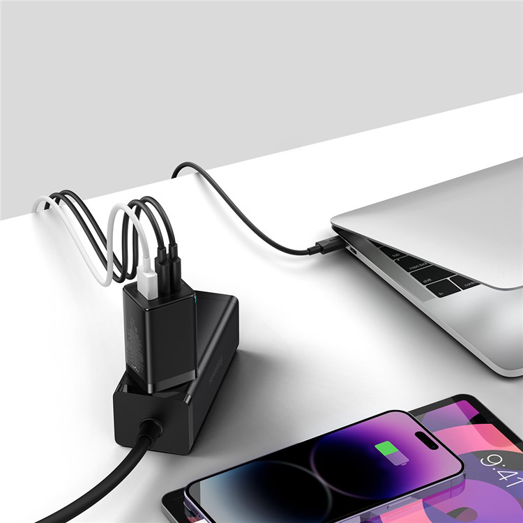(65W) Dual USB C / USB A GaN5 Ladegerät Netzteil inkl. USB C Ladekabel - Schwarz