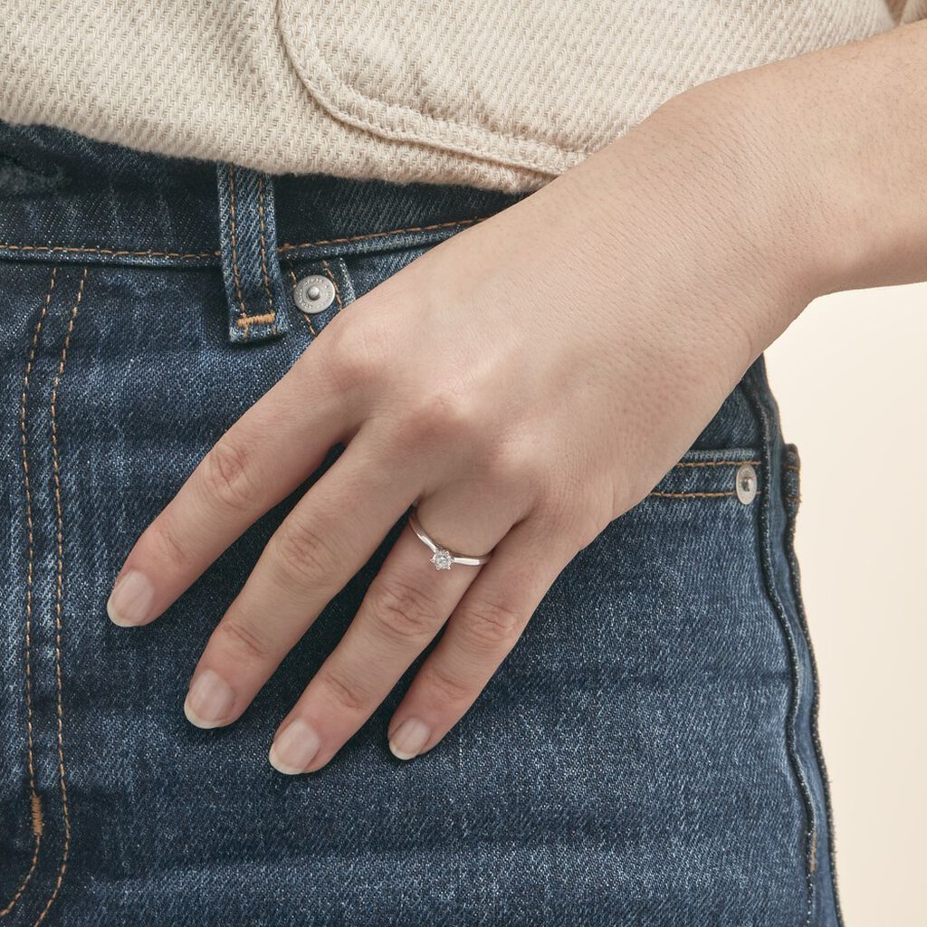 Bague Solitaire Veronika Or Blanc Diamant