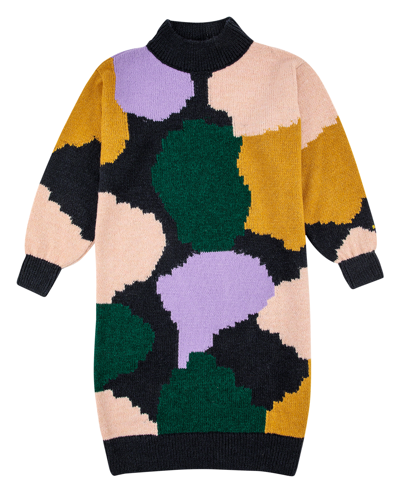 Robe midi-pull col montant imprimée| Multicolore