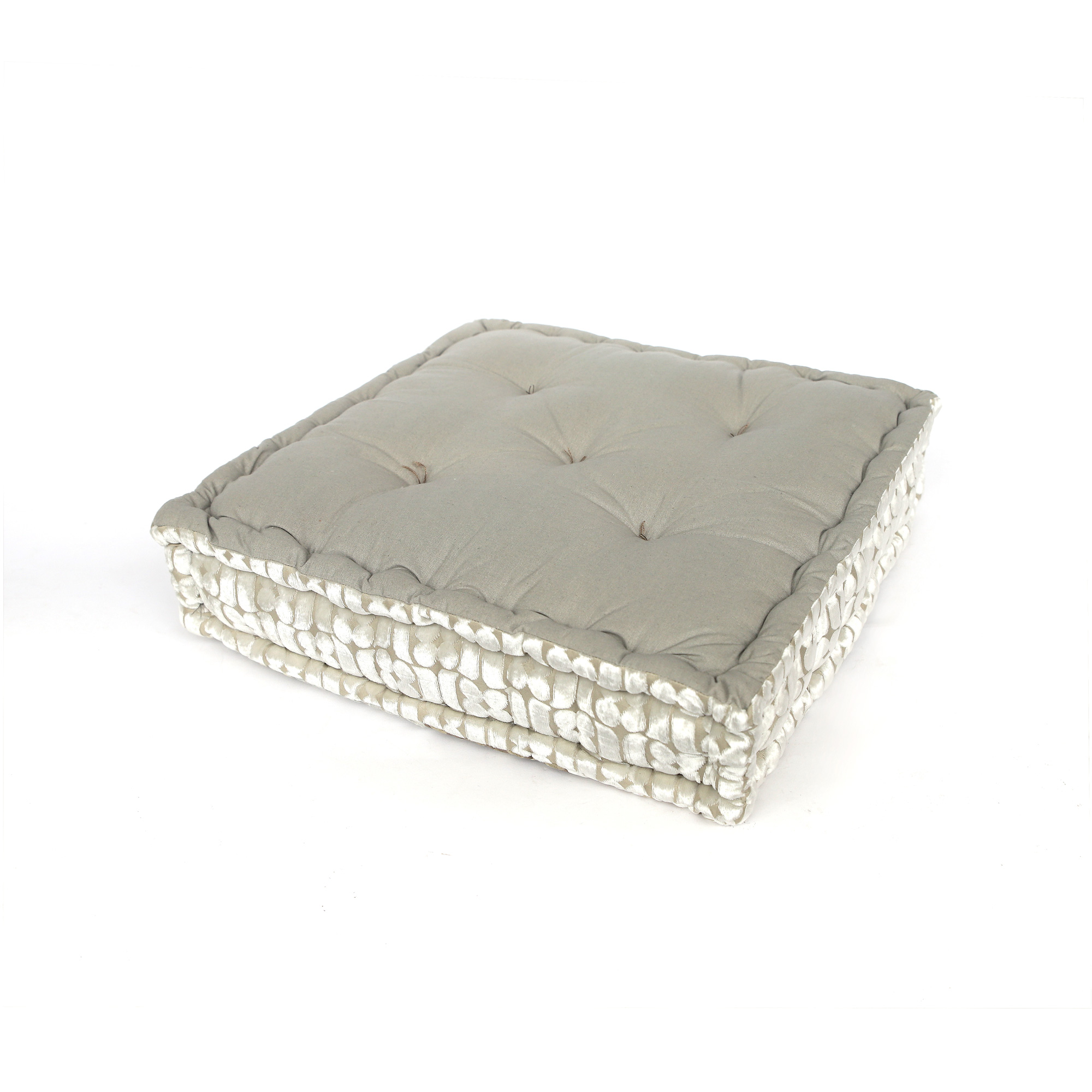 Sitzkissen Patchwork, silber, T 45 cm, B 45 cm, H 10 cm von fischer's lagerhaus