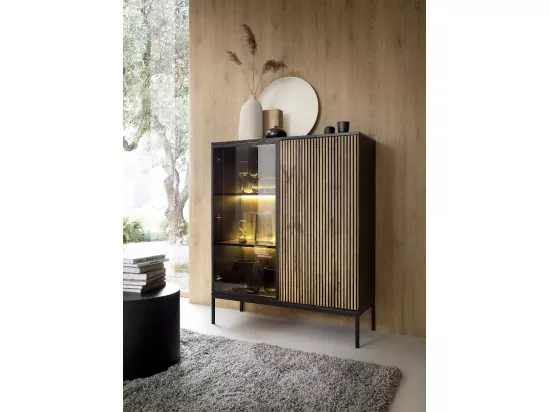 Vaisselier ODENSE 104 cm - chêne et noir