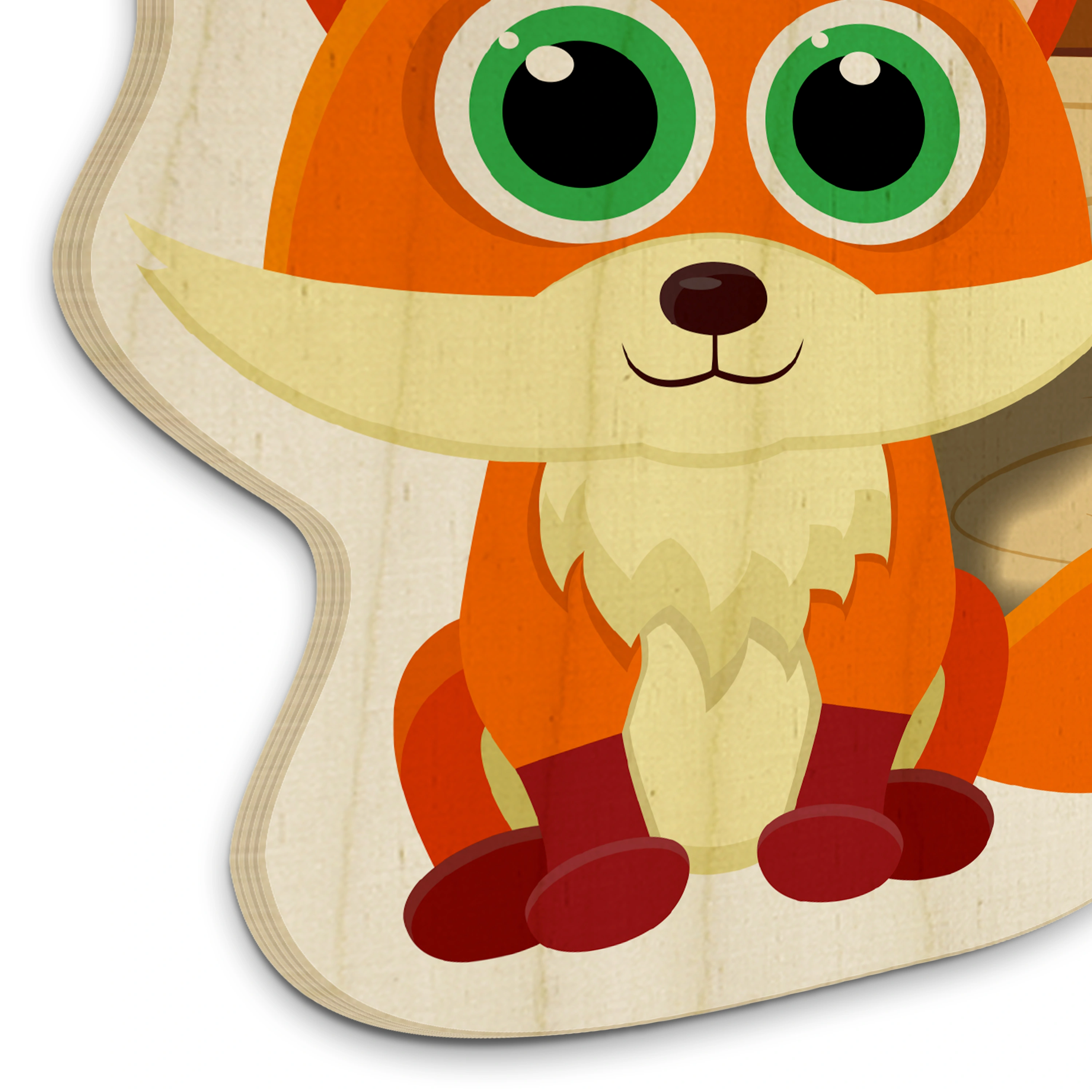 Personalisiertes Holz-Türschild mit Namen (Motiv: Fuchs)