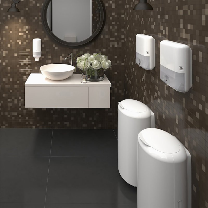 Distributeur papier toilette feuilles Tork T3 plastique blanc