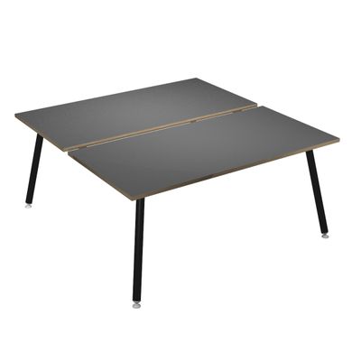 Bureau Bench LEONARDO - L160 x H74 x P168 - Pieds métal noirs - Anthracite chants chêne