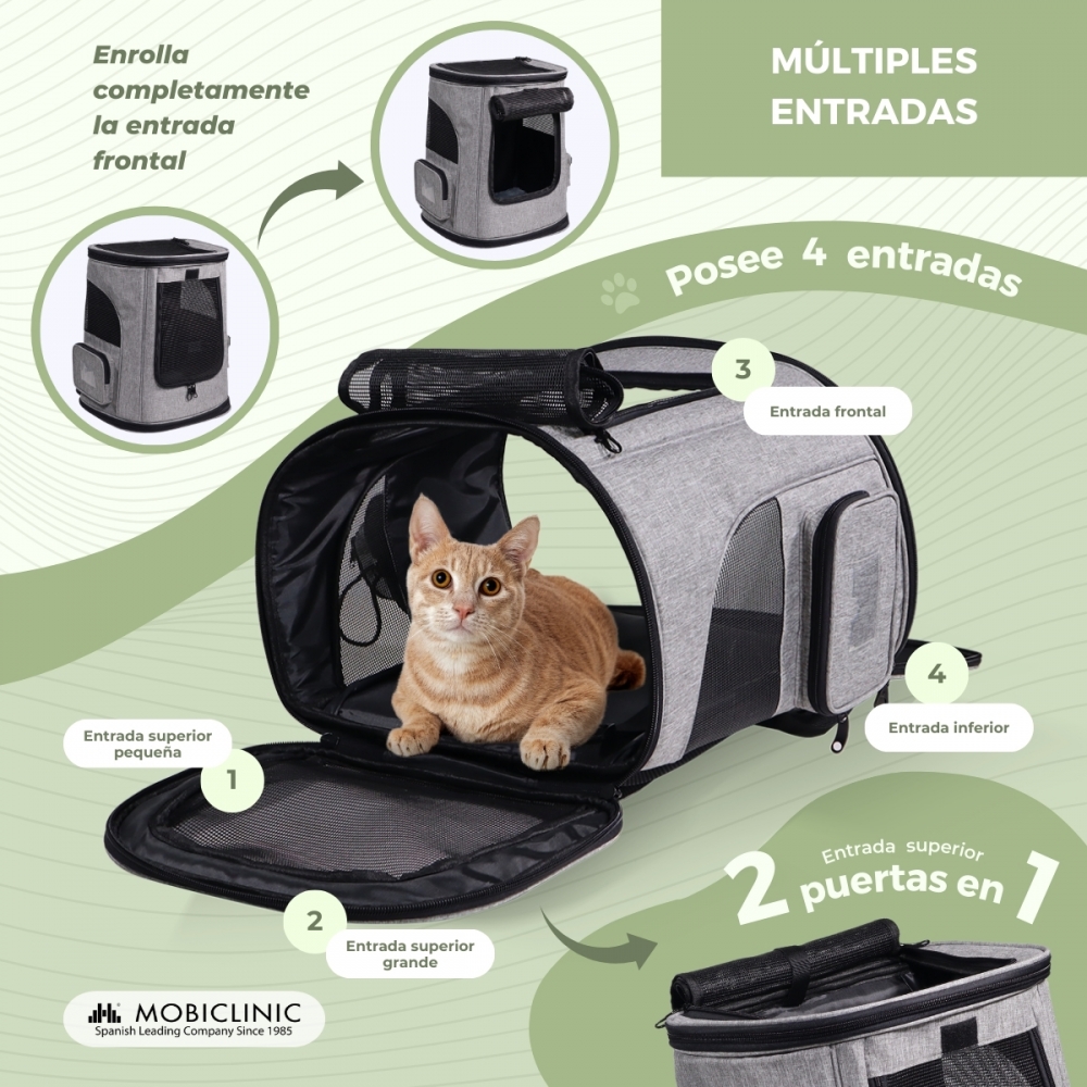 Bolsa de transporte dobrável para animais de estimação, 30 x 25 x 40 cm, com ventilação em tela e bolso duplo lateral, da Thor Mobiclinic.