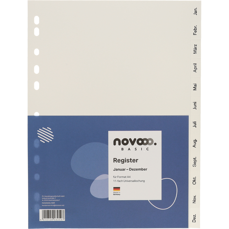 novooo Register Basic, weiss, A4, Jan-Dez