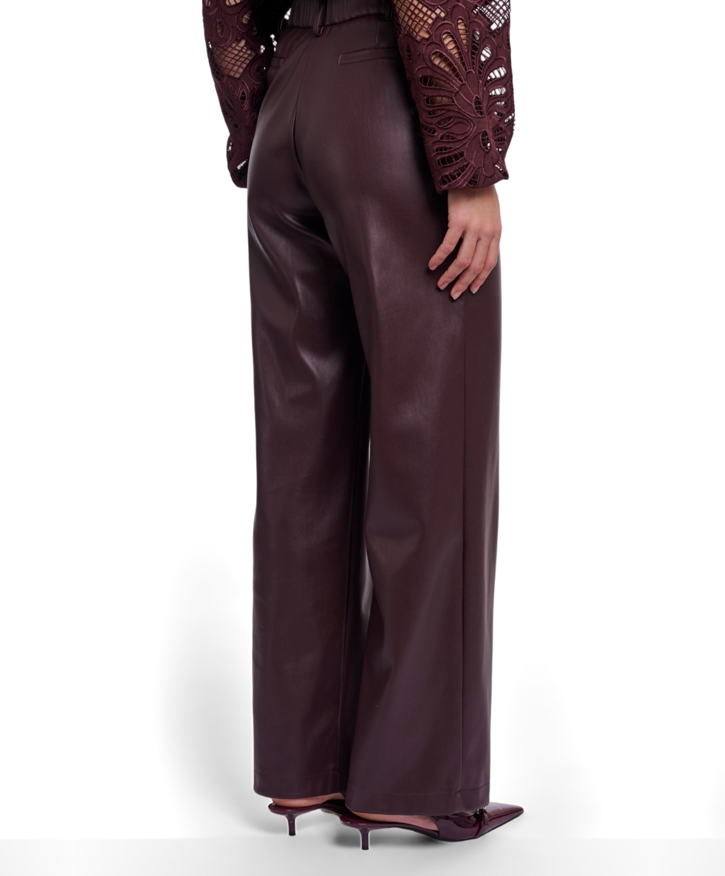 Rino & pelle Regular length faux leather dames broek bruin