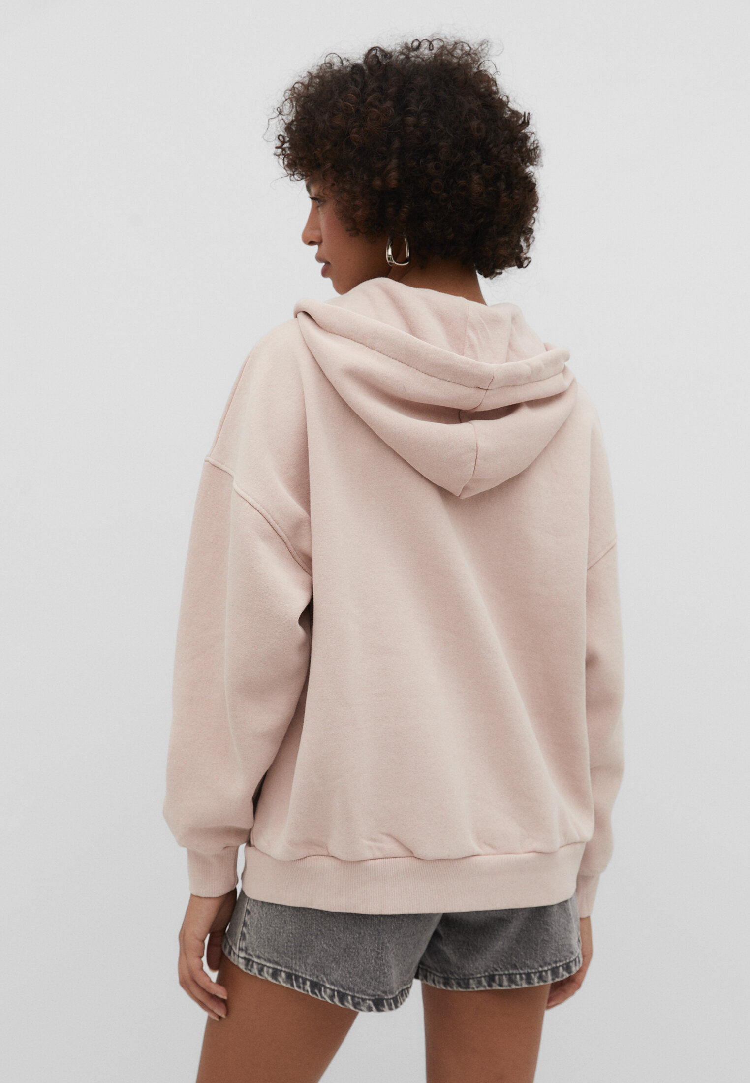 Moletom oversized com zíper e efeito desbotado
