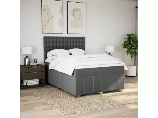 Sommier à lattes de lit avec matelas Gris foncé 140x190cm Tissu