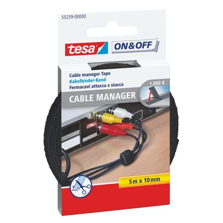 tesa On & Off Cable Manager, schwarz 5mx10mm