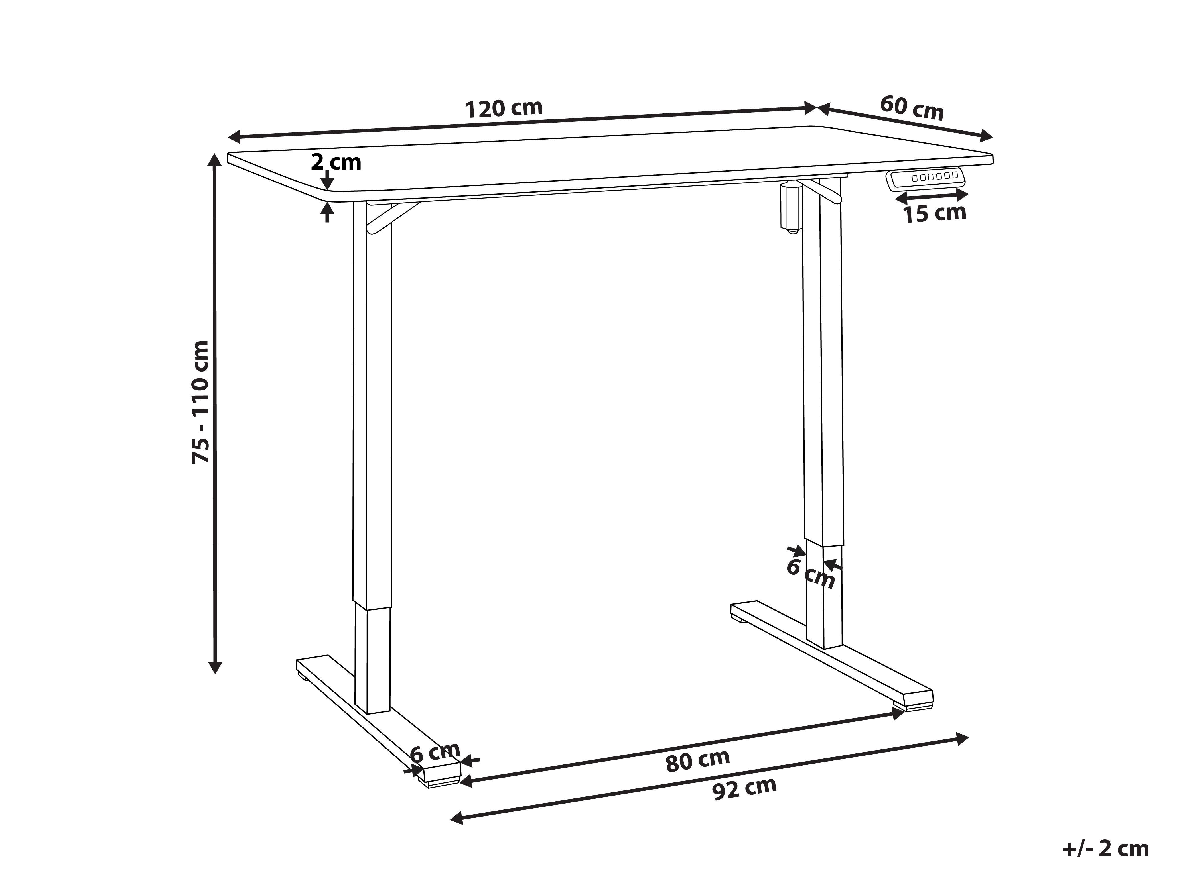 Elektrisch verstelbaar sta-bureau TAVARES Lichtbruin/wit 120 cm 60 cm