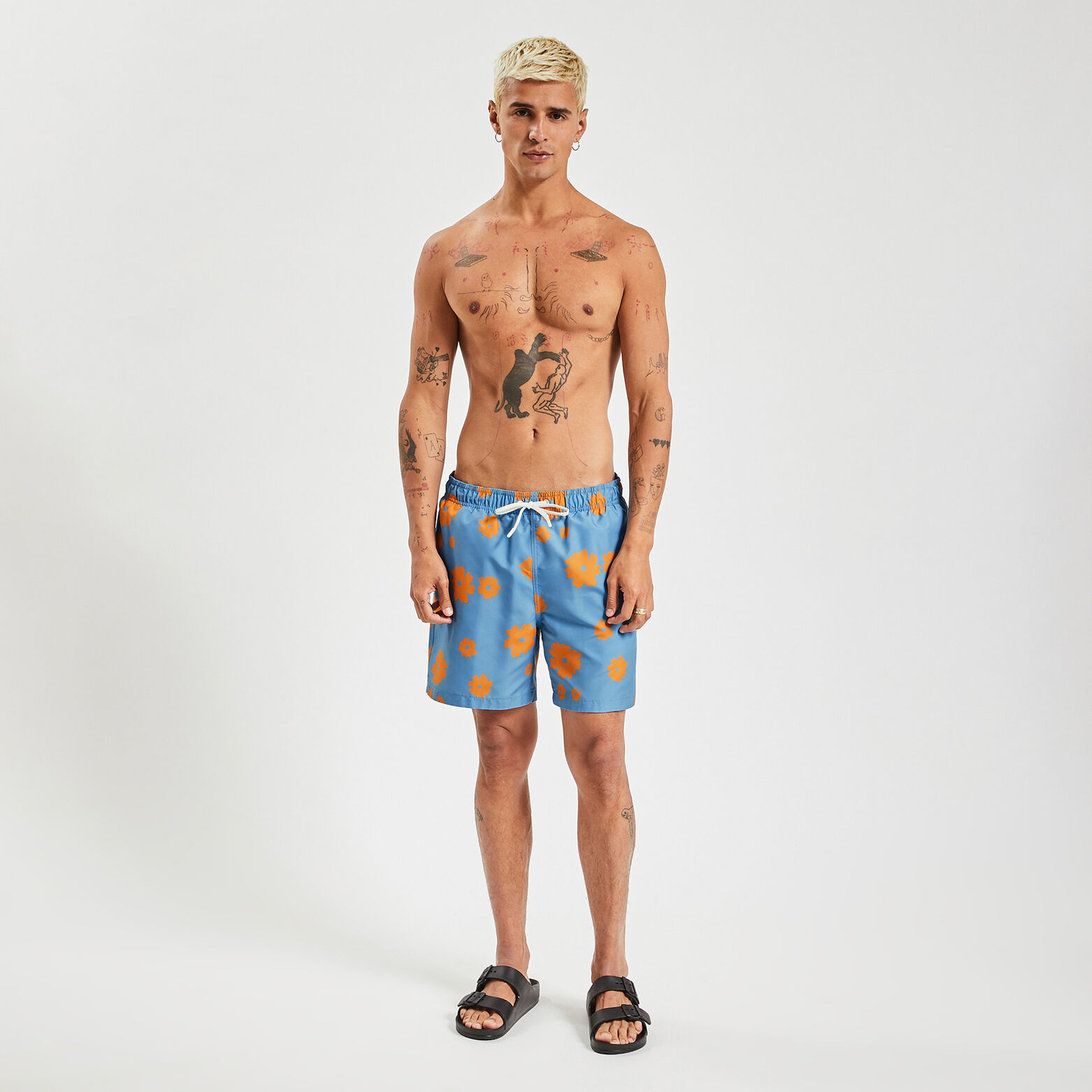 Maillot de bain imprimé floral Bleu