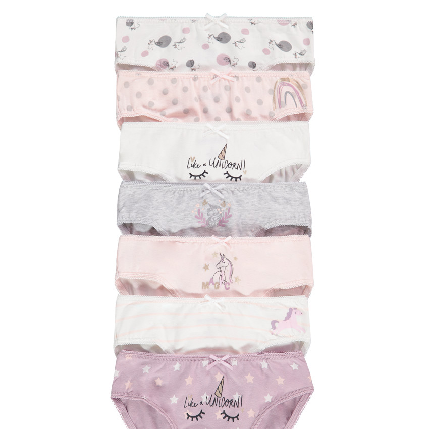 Lot de 7 culottes en jersey print licorne pour fille