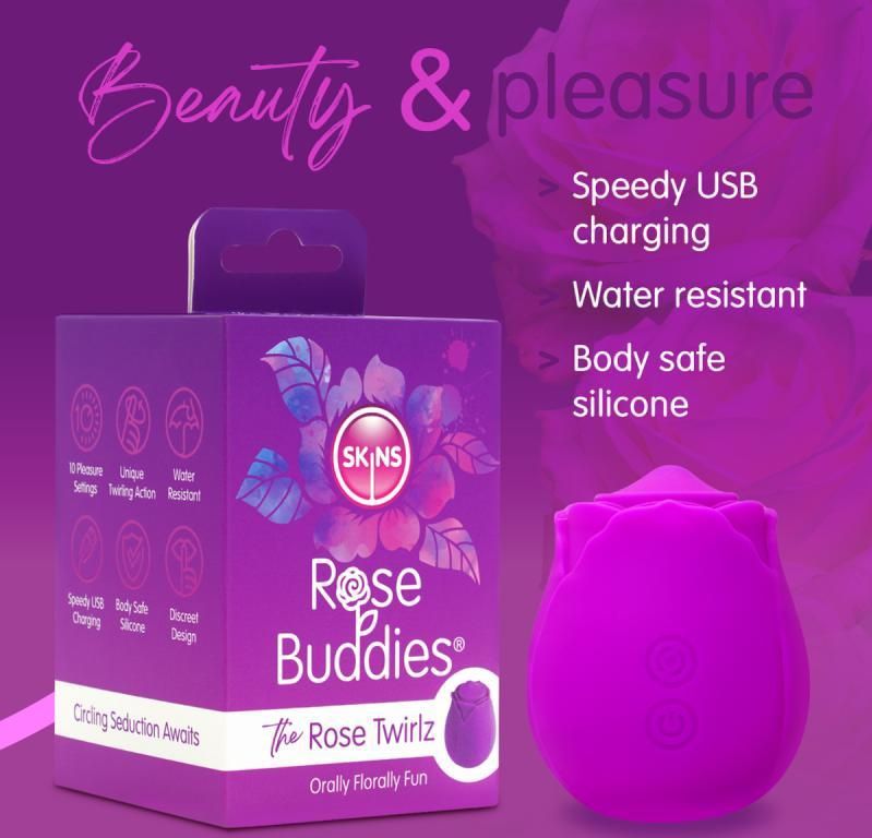 Skins - Rose Buddies - The Rose Twirlz - Vibrator met tapping (klop) functie - Paars