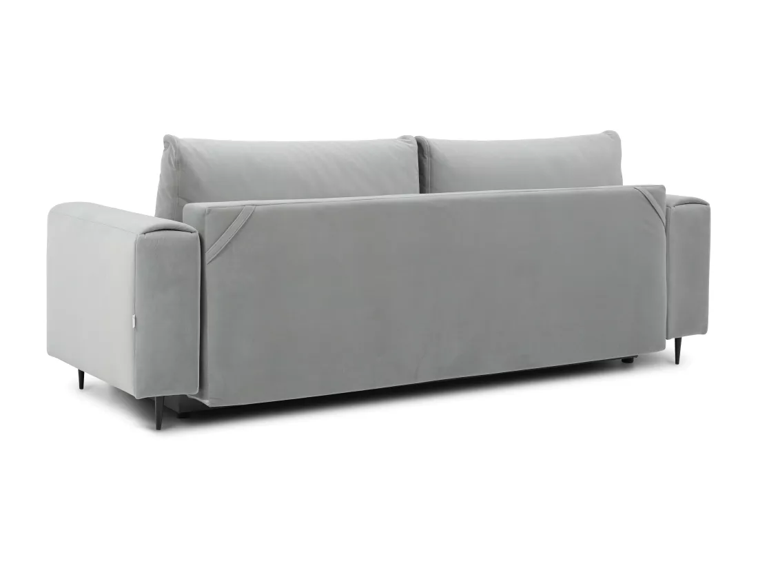Canapé convertible design 4 places tissu vintage effet cuir beige et pieds métal noir Arkia 260cm