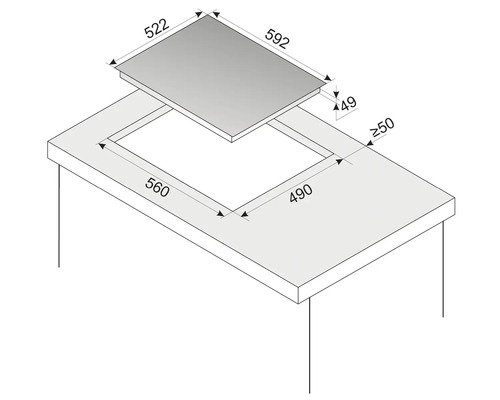 Frameloze inductiekookplaat Amica 592 x 522 mm 4 kookzones KMI 776 660 C