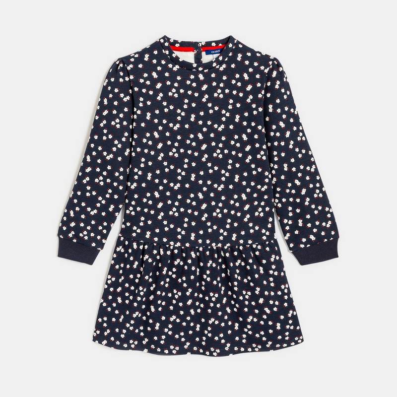 Robe imprimée en molleton bleue fille
