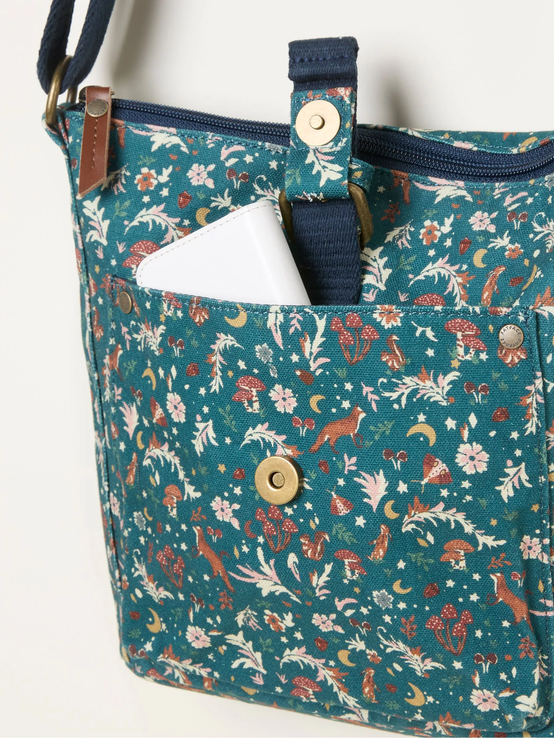 FatFace Canvas Woodland Print Crossbody Bag