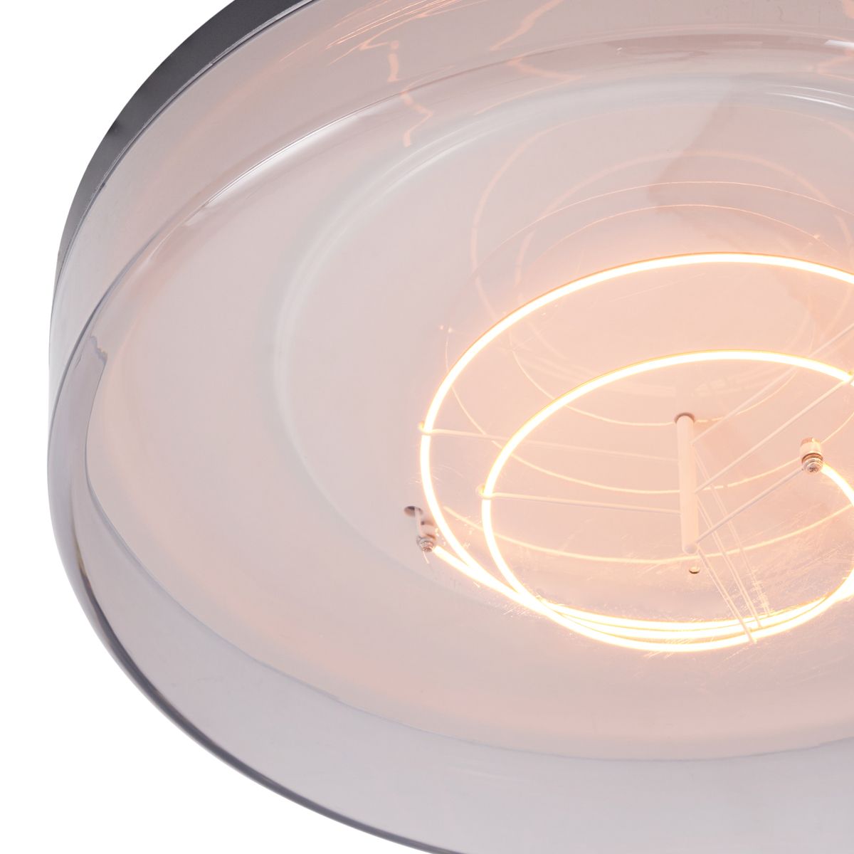 Plafondlamp zwart met smoke glas 35,5cm incl. LED dimbaar - Fira