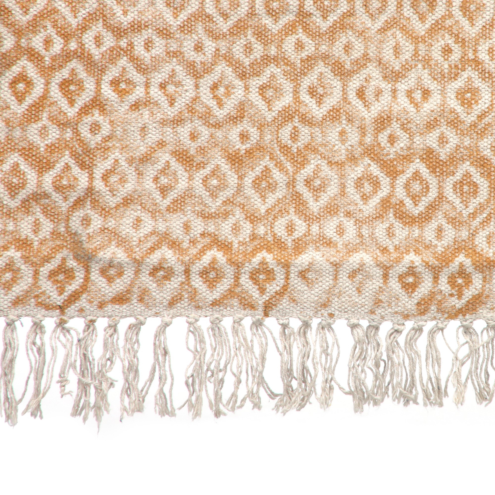 Teppich 'Charo', handbedruckt, ocker, weiß, B 200 cm, L 140 cm von fischer's lagerhaus