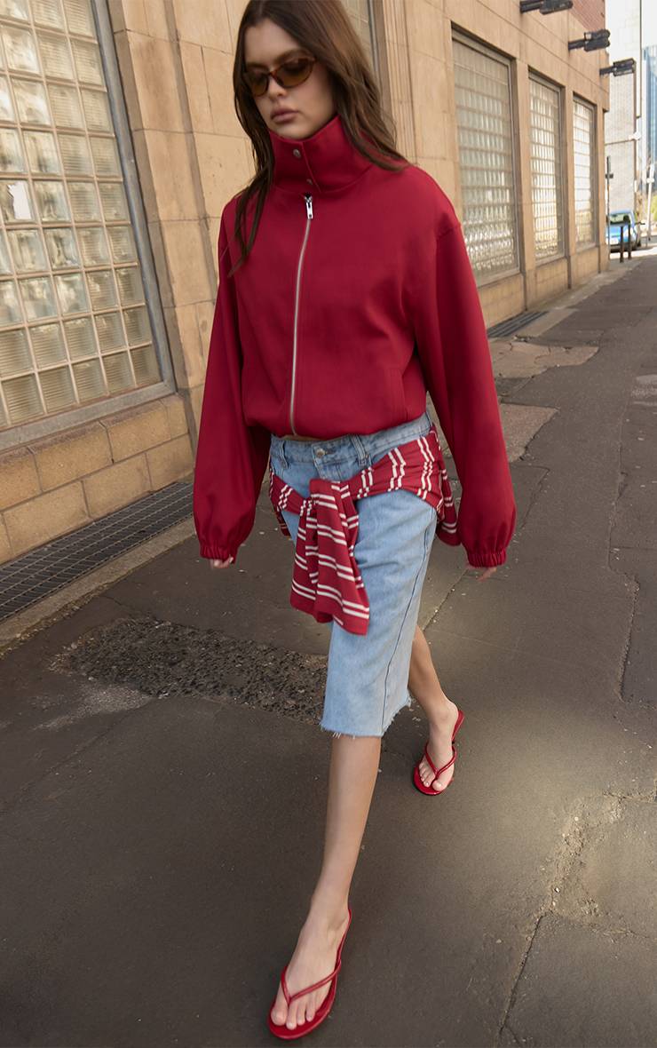 Bleu Clair Jorts En Denim Long Taille Basse