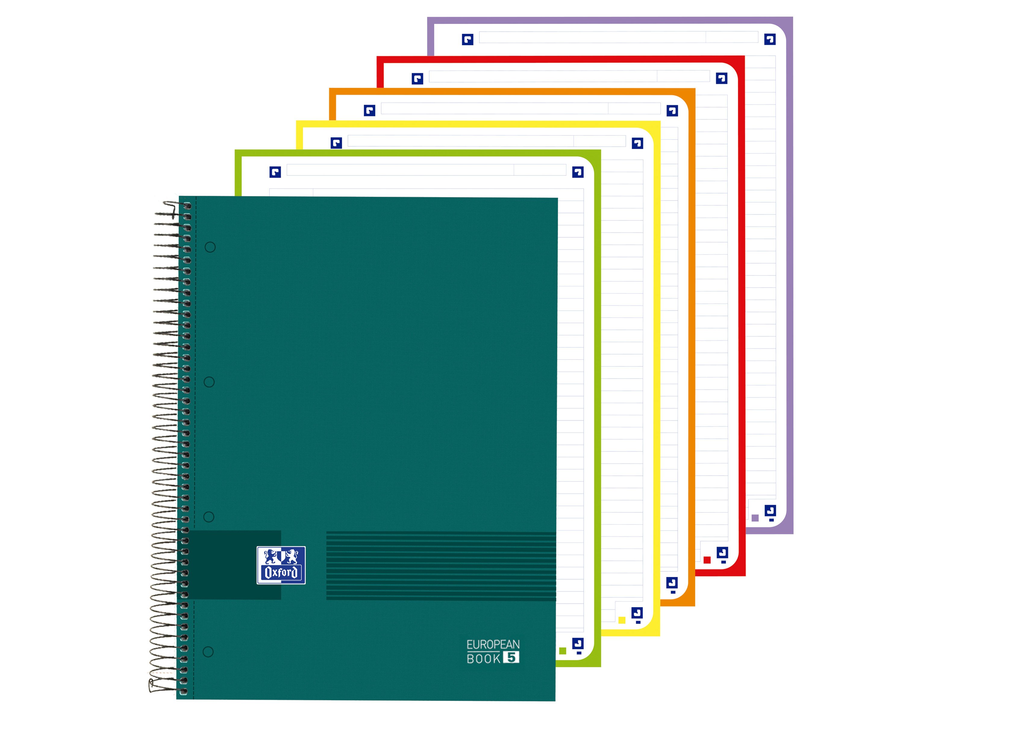 CADERNO ESPIRAL A4 PAUTADO OXFORD&YOU EUROBOOK CORES VIVAS 120 FOLHAS 90G CORES SORTIDAS