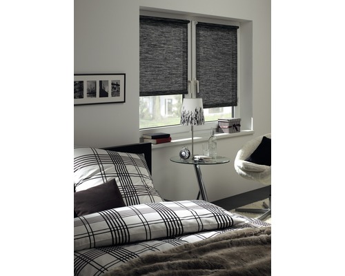 Gardinia EasyFix Rolgordijn zonder Boren, Naturel Zwart en Wit, 60x150 cm, incl. Klembeugels