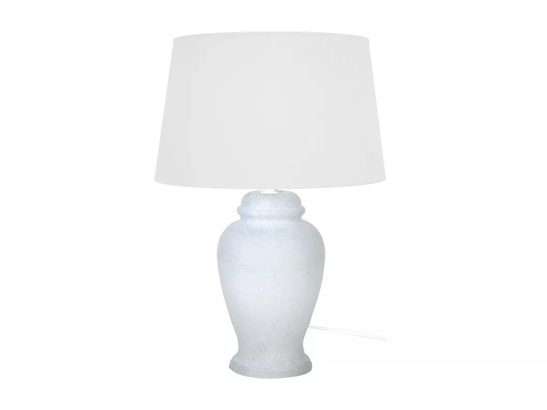 Lampe a poser vase verre ivoire 42 cm.
