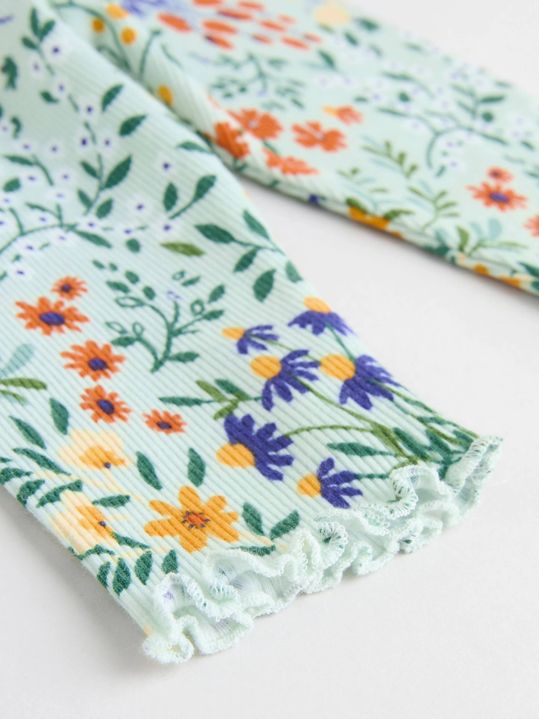 Neutrale Eend/Saliegroen met fijne print - 2 -delige babyset met gebreide trui en legging (0mnd-3jr)