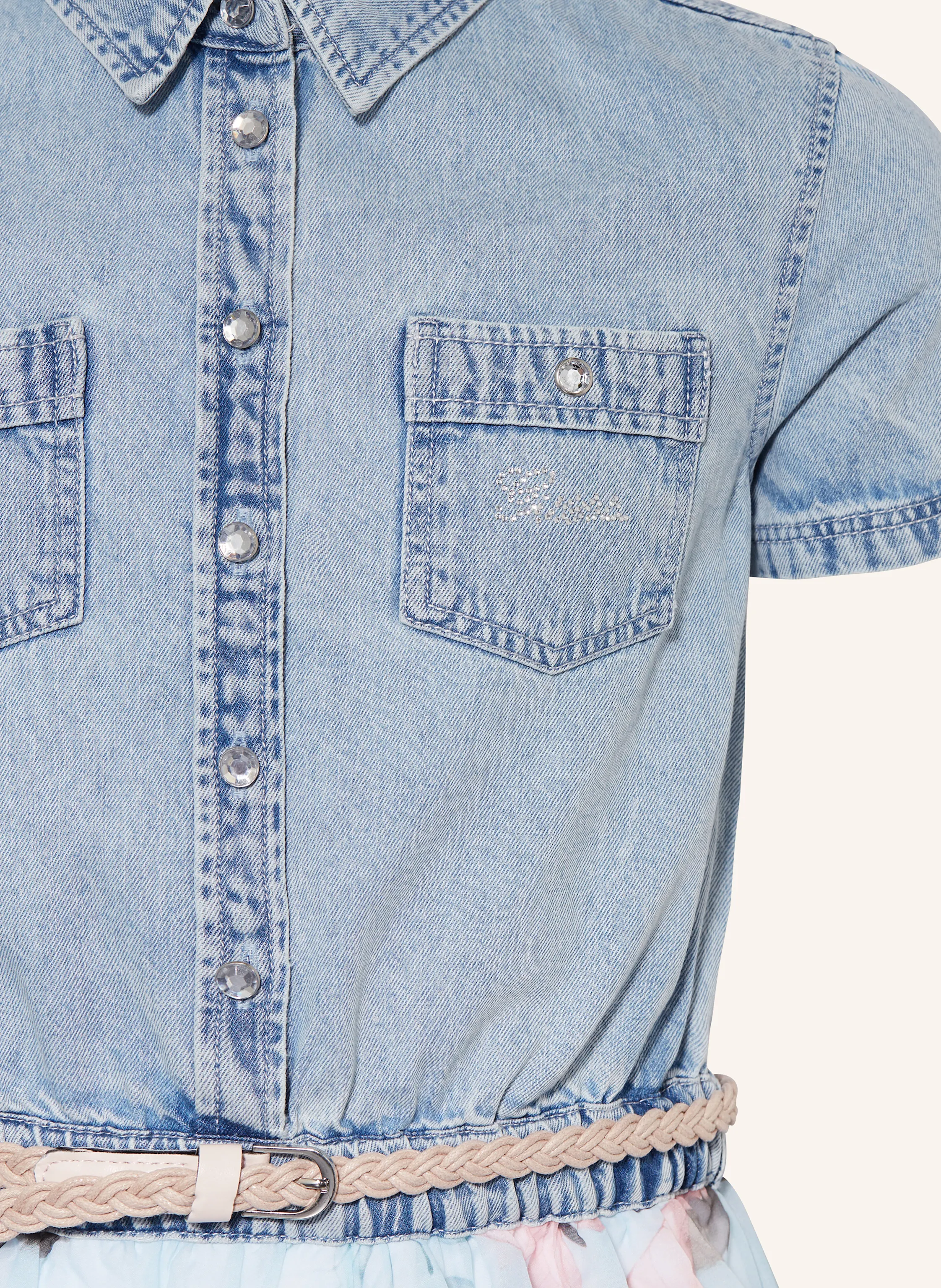 GUESS Kleid im Materialmix mit Volants