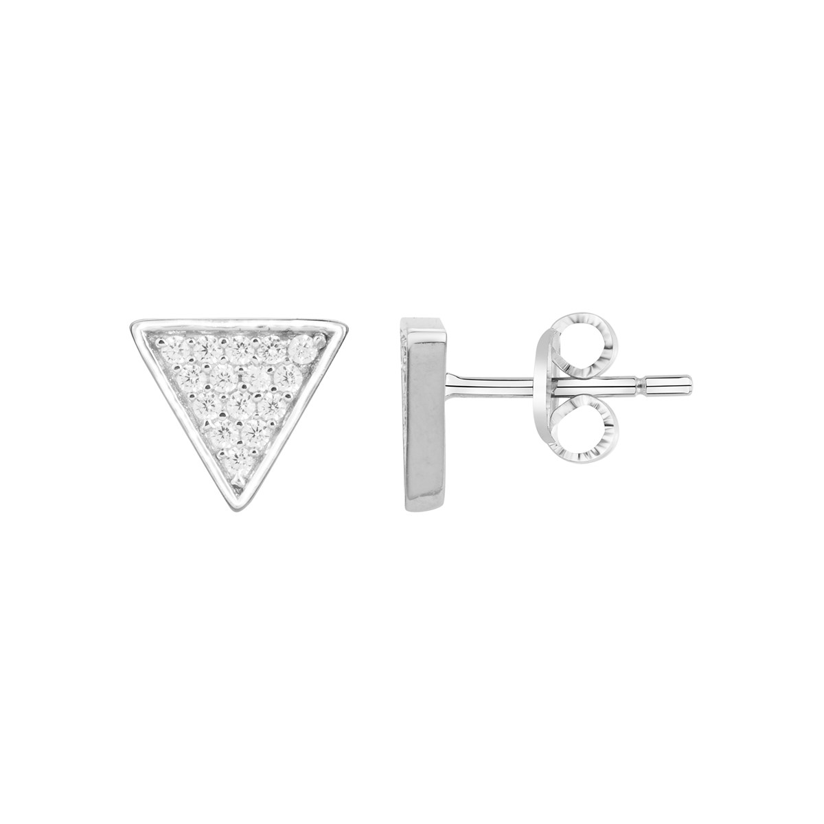 Boucles d'oreilles puces en Argent avec oxyde de zirconium blanc