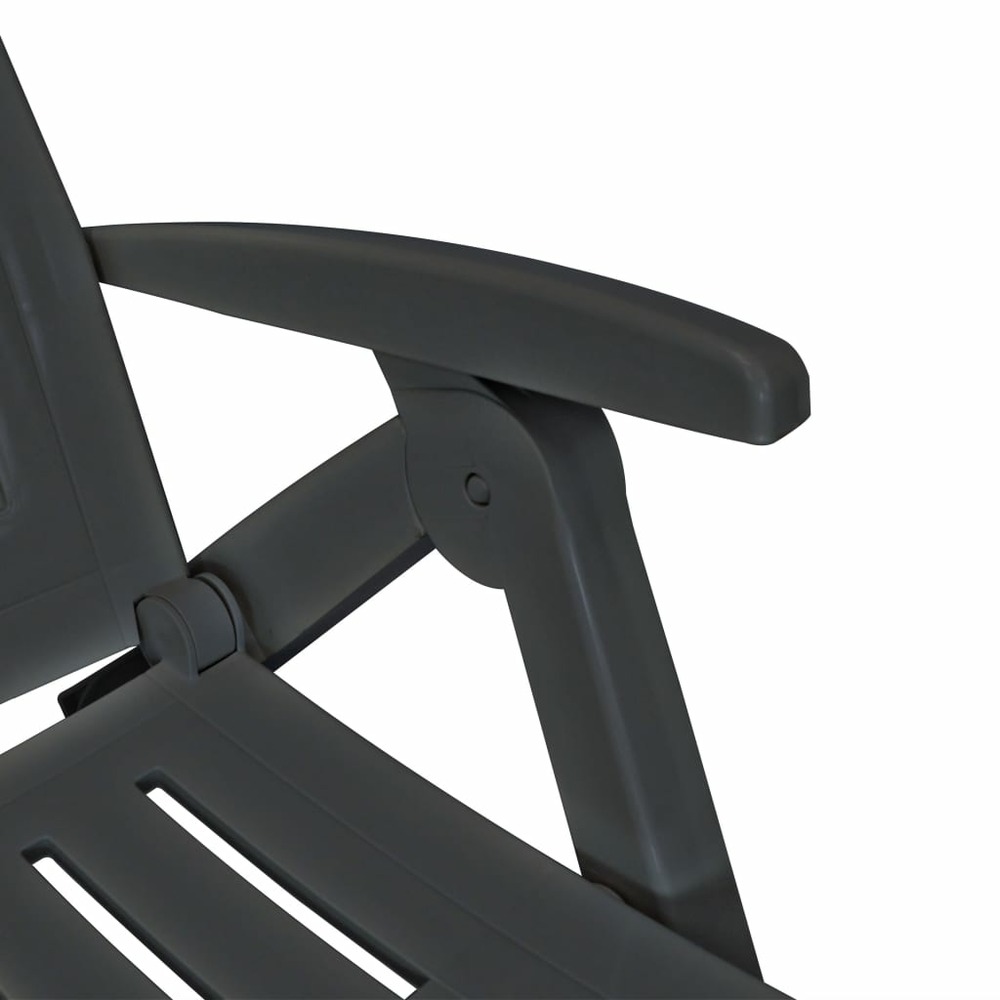 Transat chaise longue bain de soleil lit de jardin terrasse meuble d'extérieur avec repose-pied plastique anthracite 02_0012